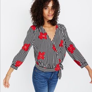 Wrap Top in Candied Orchids- Madewell
